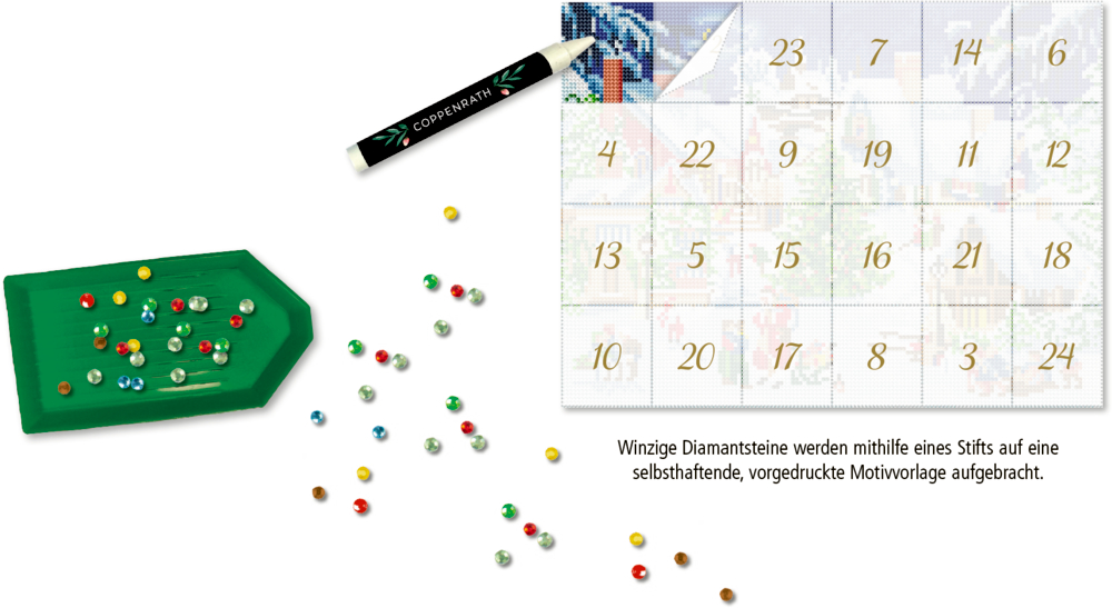 Zauberhaftes Winterdorf, Diamond-Painting-Adventskalender