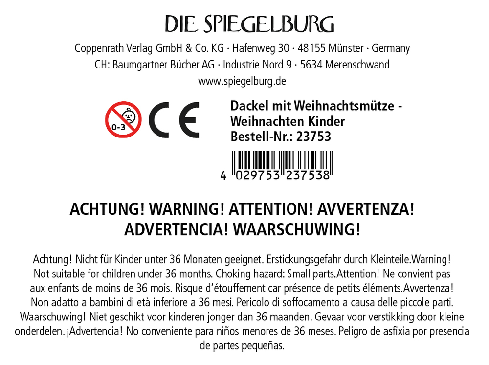 Dackel mit Weihnachtsmütze - Fröhliche Weihnachten