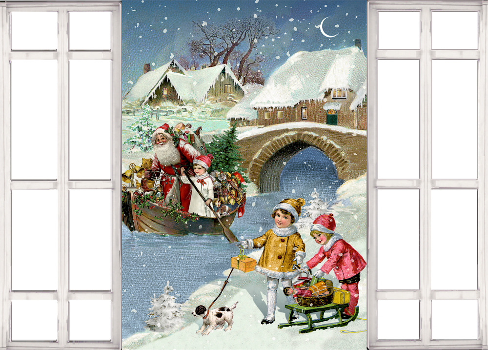 Nostalgisches Adventsfenster, Mini-Adventskalender (Behr)
