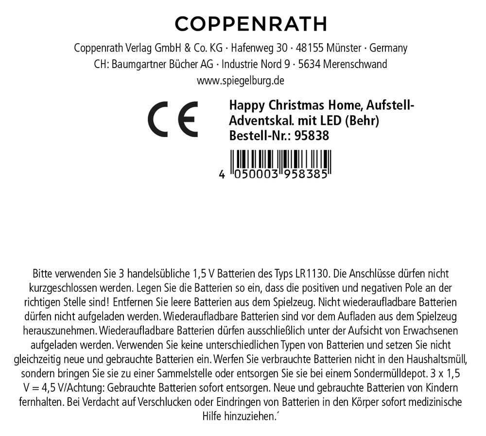 Happy Christmas Home, Aufstell-Adventskalender mit LED (Behr)