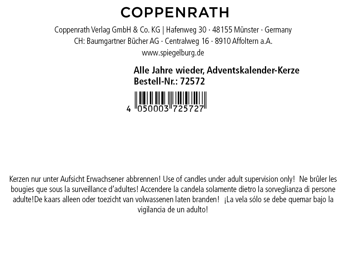Alle Jahre wieder, Adventskalender-Kerze