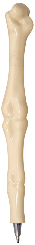 Kugelschreiber mit cremefarbenem Gehäuse in Form eines Knochens.