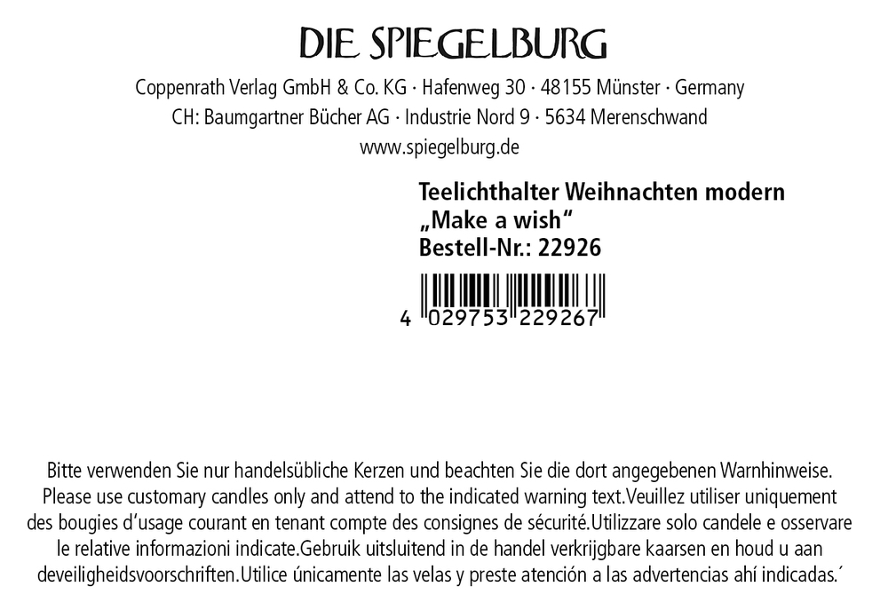 Teelichthalter - Make a wish (Weihnachten)