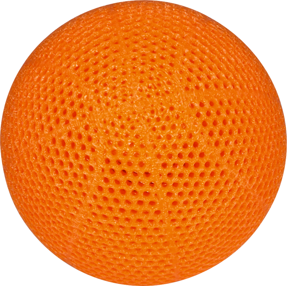 Orangefarbener Ball mit gleichmäßig gelochter Oberfläche