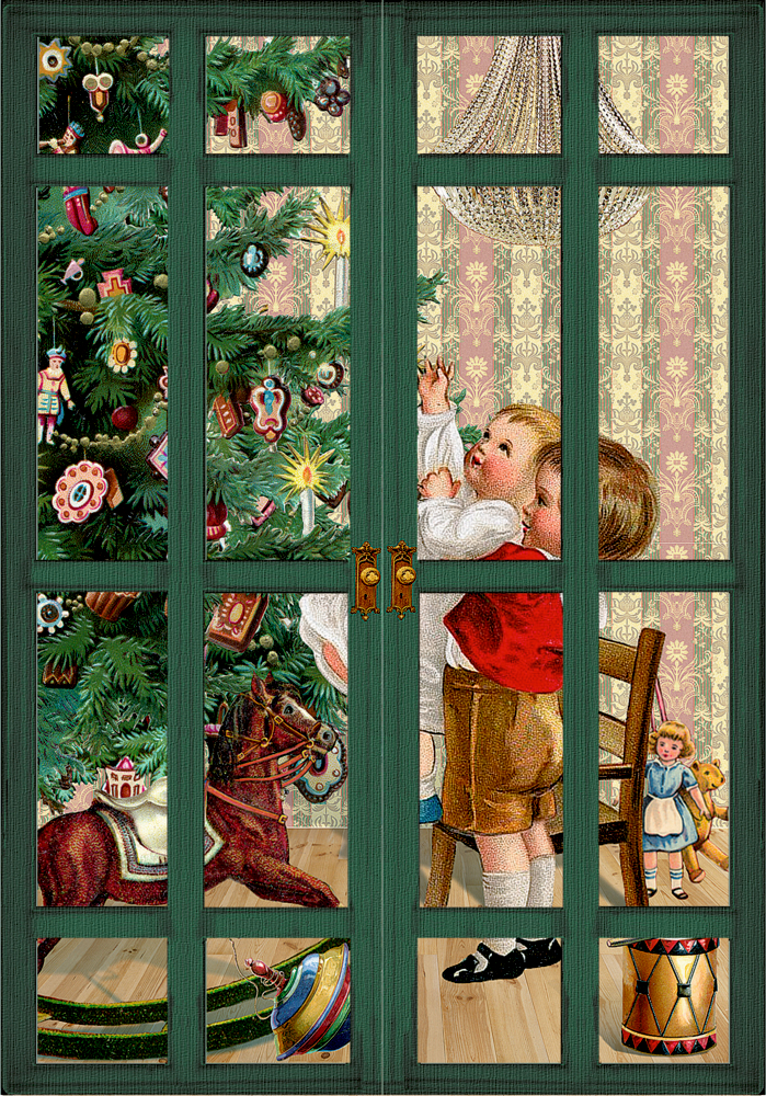 Nostalgisches Adventsfenster, Mini-Adventskalender (Behr)