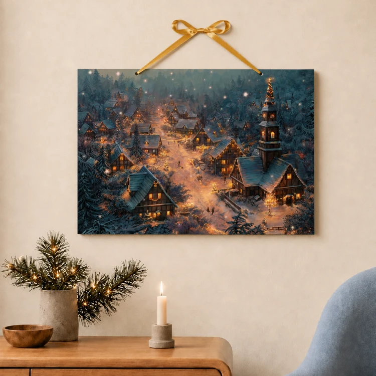 Verwunschen wirkender Kalender an einer schlichten Wohnzimmerwand