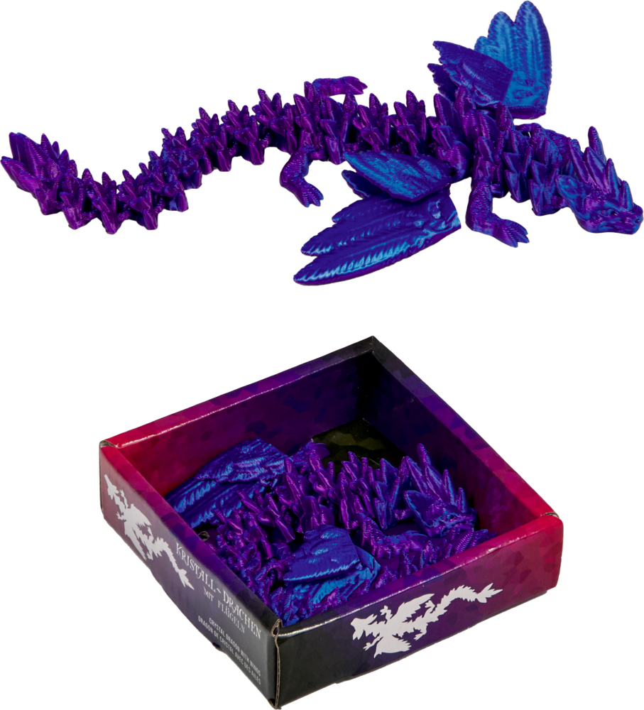 blau/lila, Kristall-Drache mit Flügeln - Kristalltier
